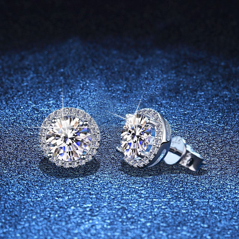 [LunaMar]CLASSIC 4-PRONG ROUND MOISSANITE STUD EARRINGS