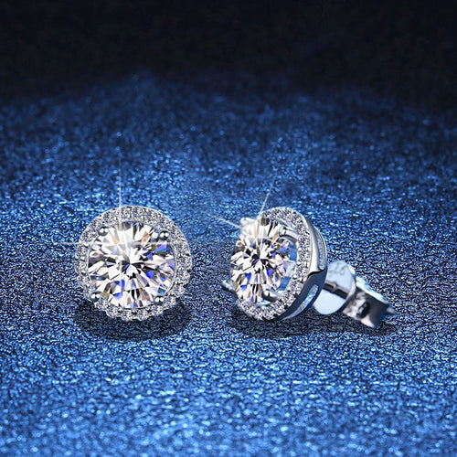 [LunaMar]CLASSIC 4-PRONG ROUND MOISSANITE STUD EARRINGS