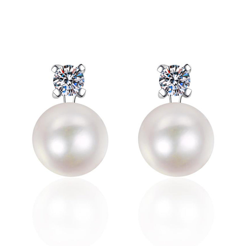[LunaMar]ELEGANT NATURAL PEARL & MOISSANITE DROP EARRINGS
