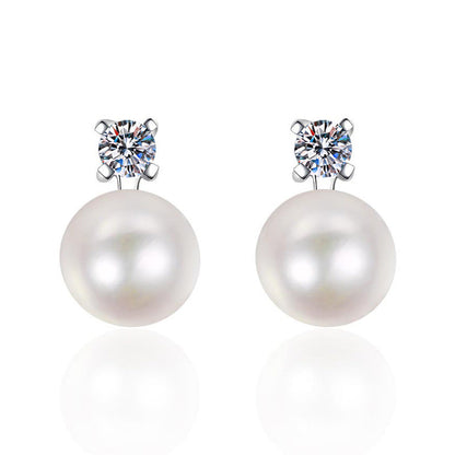 [LunaMar]ELEGANT NATURAL PEARL & MOISSANITE DROP EARRINGS