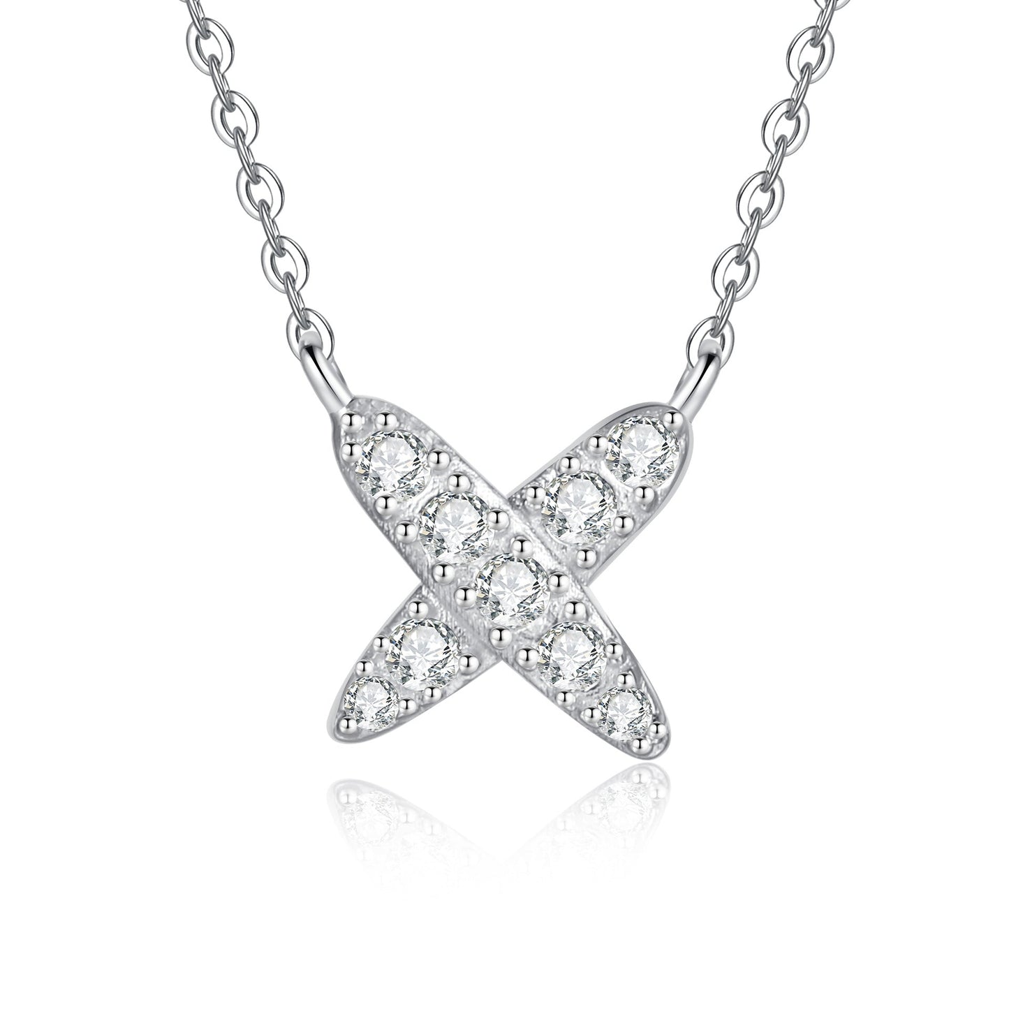 [LunaMar]MODERN X-SHAPE PAVÉ MOISSANITE NECKLACE