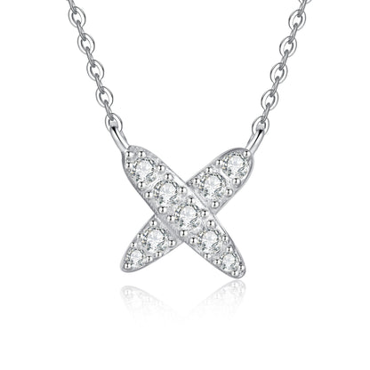 [LunaMar]MODERN X-SHAPE PAVÉ MOISSANITE NECKLACE