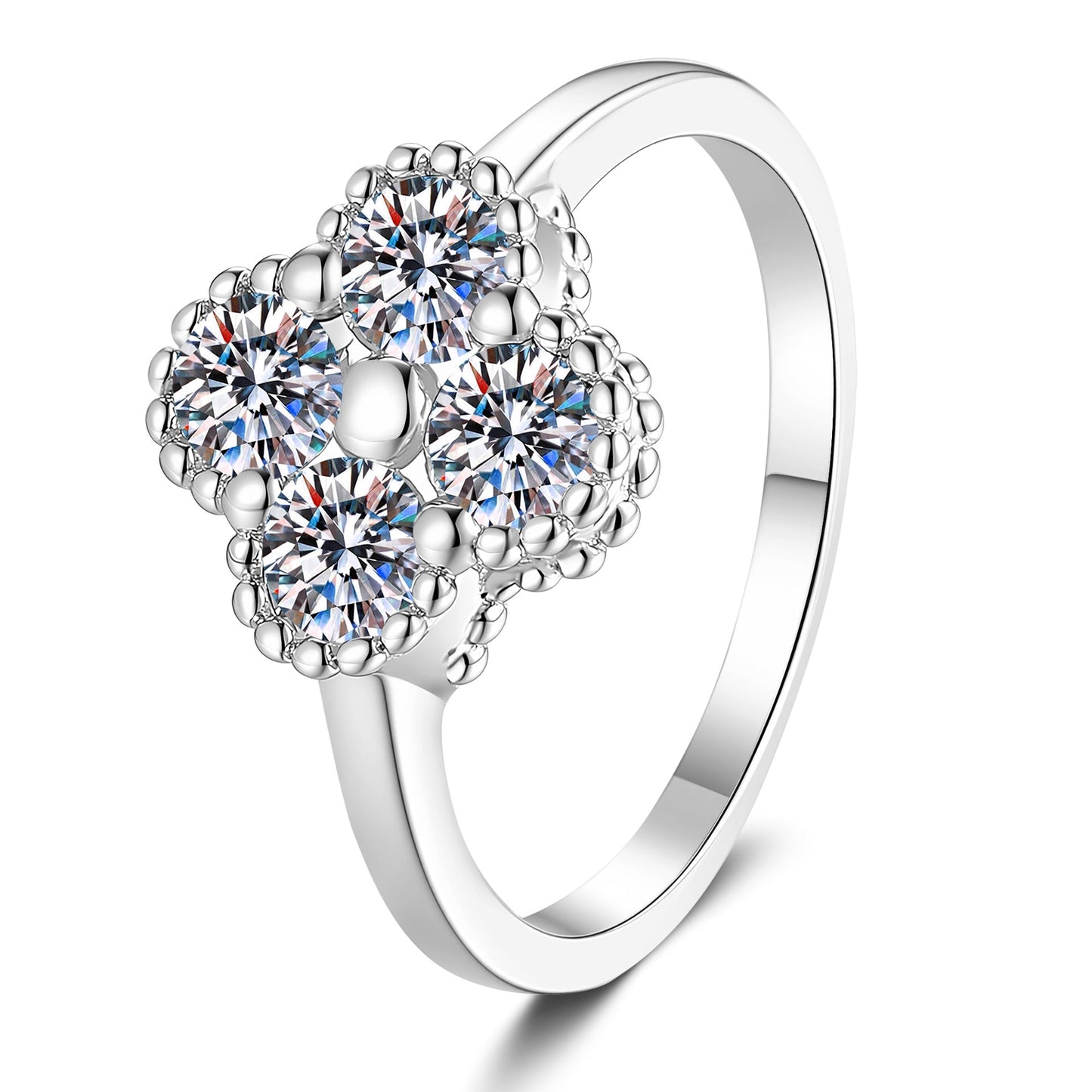 [LunaMar]ELEGANT FOUR-LEAF CLOVER MOISSANITE RING