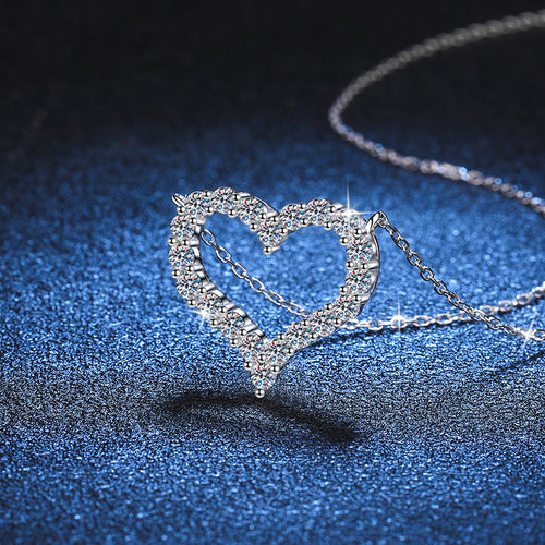 [LunaMar]ROMANTIC HEART MOISSANITE PENDANT NECKLACE