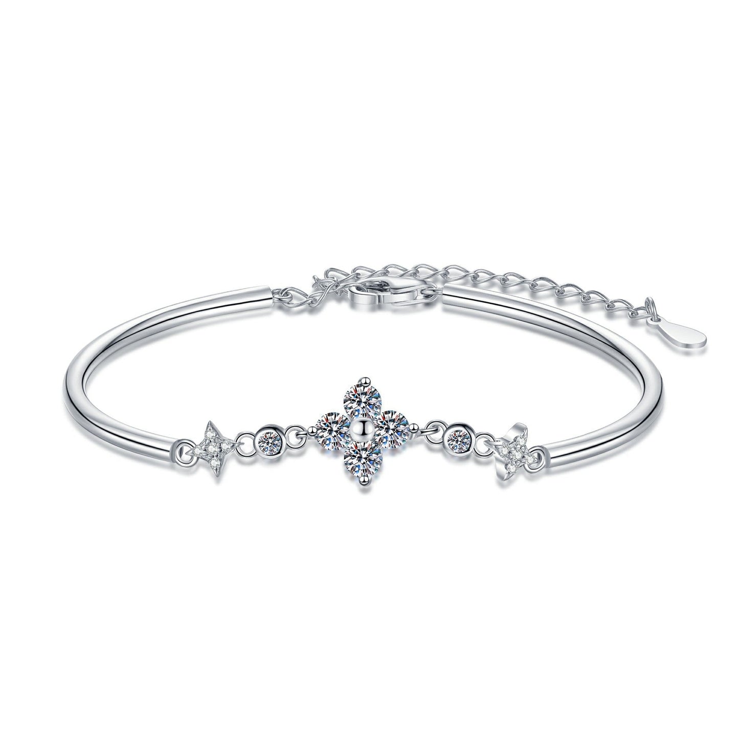 [LunaMar]CLOVER & TWIN-STAR MOISSANITE BRACELET