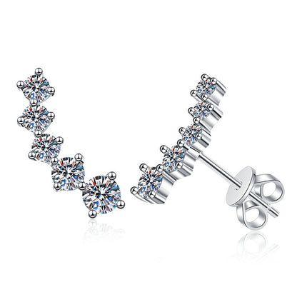 [LunaMar]SPARKLING SMILE ARC MOISSANITE STUD EARRINGS