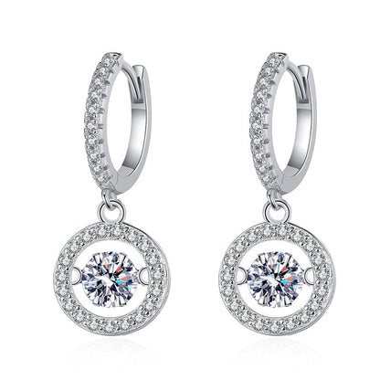 [LunaMar]DANCING MOISSANITE HALO DROP HOOP EARRINGS