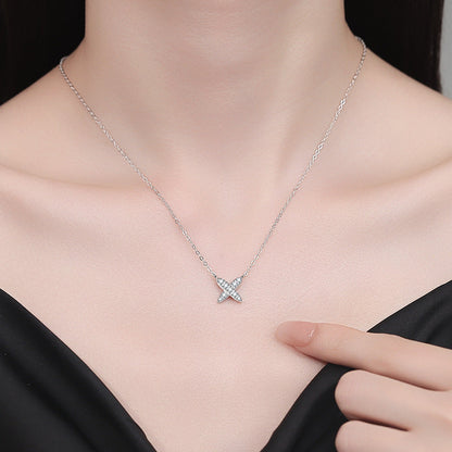 [LunaMar]MODERN X-SHAPE PAVÉ MOISSANITE NECKLACE