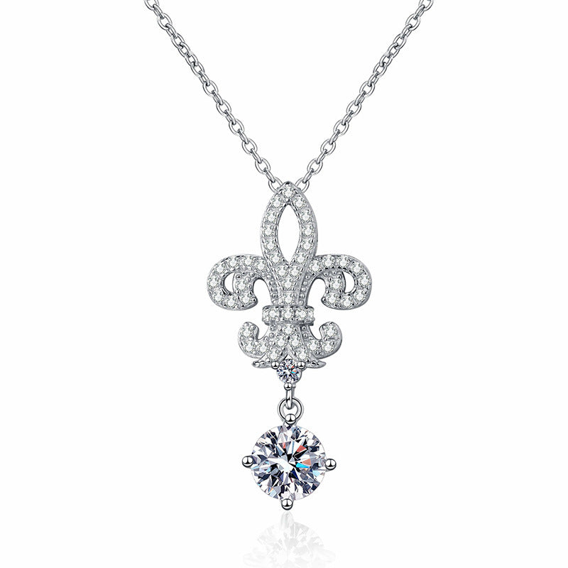 [LunaMar]ROYAL FLEUR-DE-LIS MOISSANITE PENDANT NECKLACE