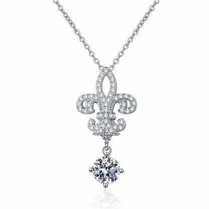 [LunaMar]ROYAL FLEUR-DE-LIS MOISSANITE PENDANT NECKLACE