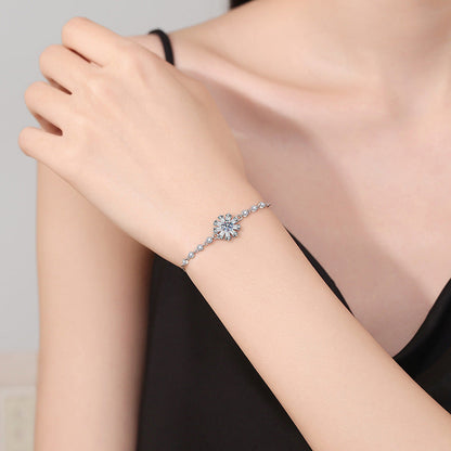 [LunaMar]RADIANT ICY CRYSTAL SUNFLOWER MOISSANITE BRACELET