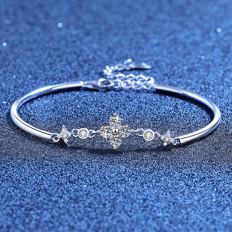 [LunaMar]CLOVER & TWIN-STAR MOISSANITE BRACELET