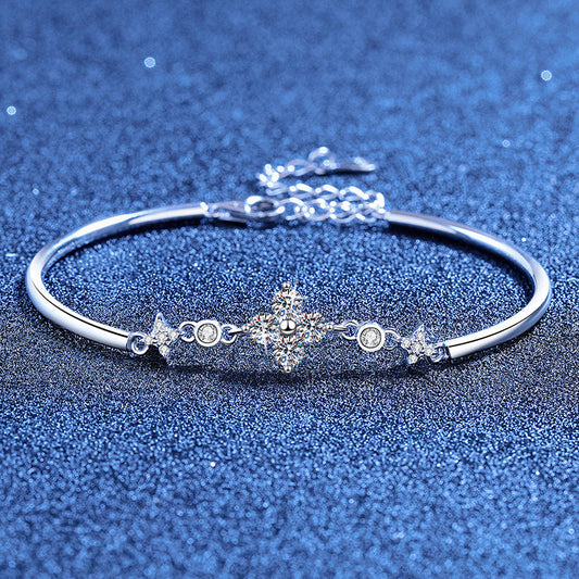 [LunaMar]CLOVER & TWIN-STAR MOISSANITE BRACELET