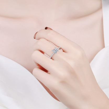 [LunaMar]ELEGANT PRINCESS CUT MOISSANITE ENGAGEMENT RING