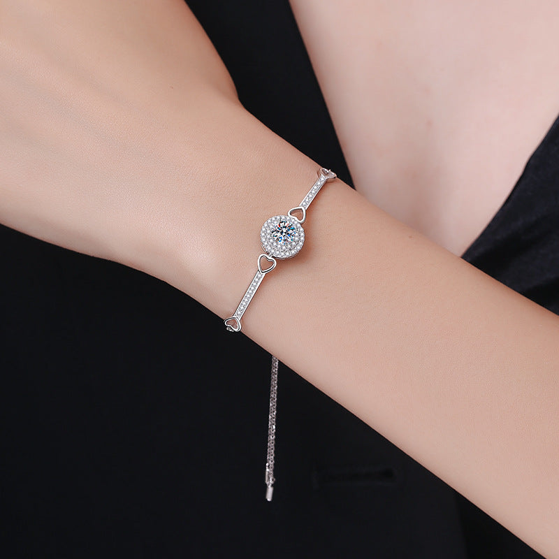 [LunaMar]INTERLOCKING HEART & CIRCLE MOISSANITE BRACELET