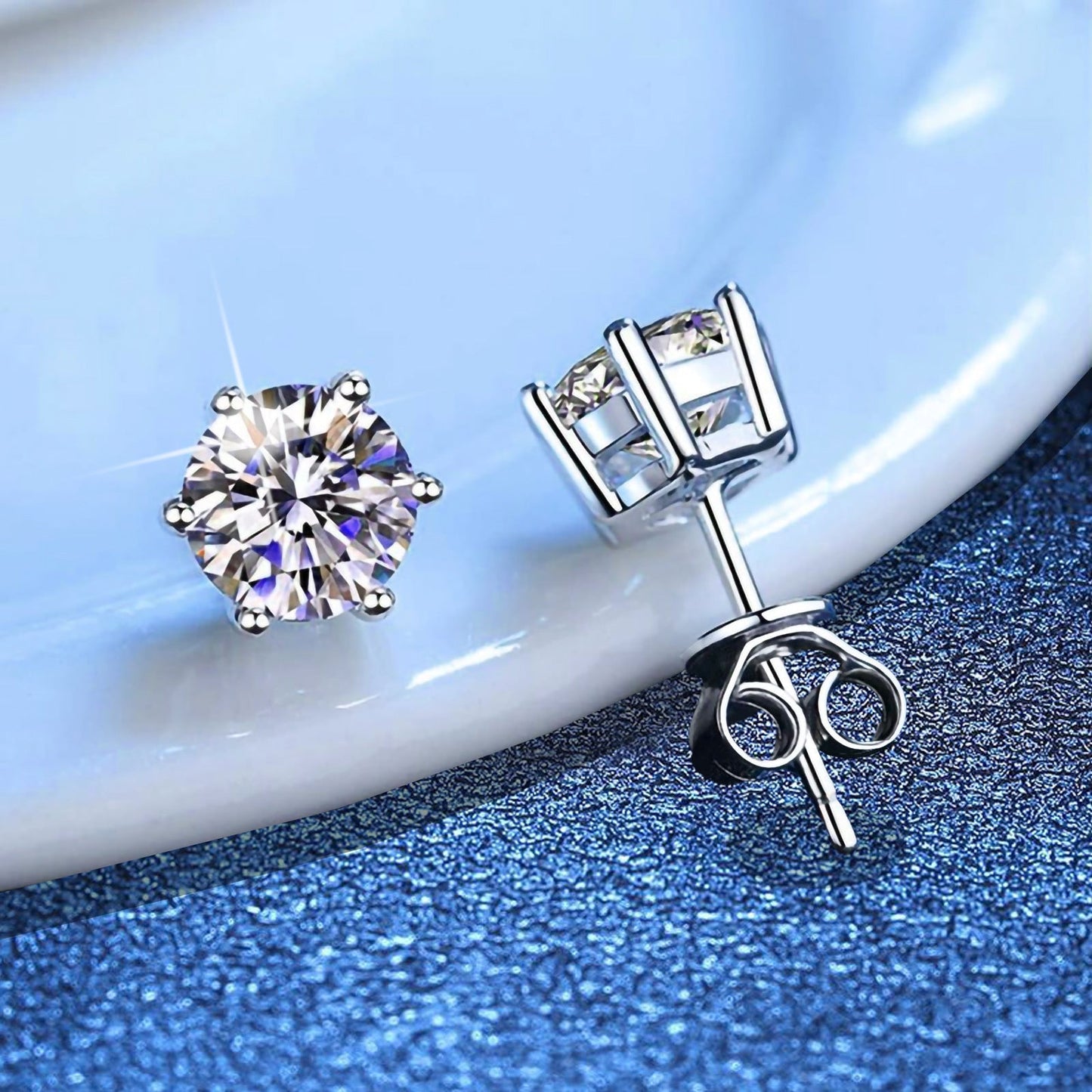 [LunaMar]SIX-PRONG MOISSANITE EARRINGS