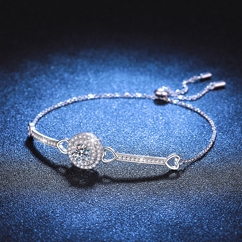 [LunaMar]INTERLOCKING HEART & CIRCLE MOISSANITE BRACELET