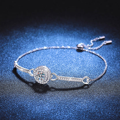 [LunaMar]INTERLOCKING HEART & CIRCLE MOISSANITE BRACELET