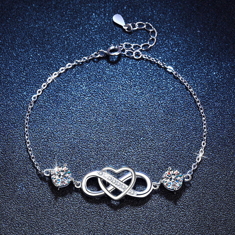 [LunaMar]DOUBLE-STONE "LOVE LINK" MOISSANITE BRACELET