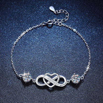 [LunaMar]DOUBLE-STONE "LOVE LINK" MOISSANITE BRACELET