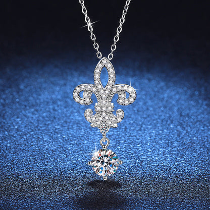 [LunaMar]ROYAL FLEUR-DE-LIS MOISSANITE PENDANT NECKLACE