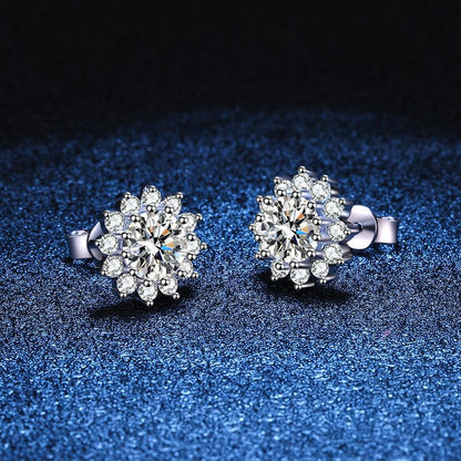 [LunaMar]BLOOMING SUNFLOWER MOISSANITE STUD EARRINGS