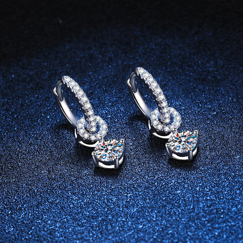 [LunaMar]INTERLOCKING DOUBLE RING MOISSANITE DROP EARRINGS
