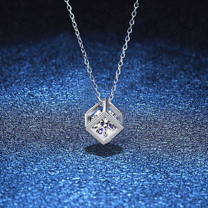 [LunaMar]GEOMETRIC SUGAR-CUBE MOISSANITE NECKLACE