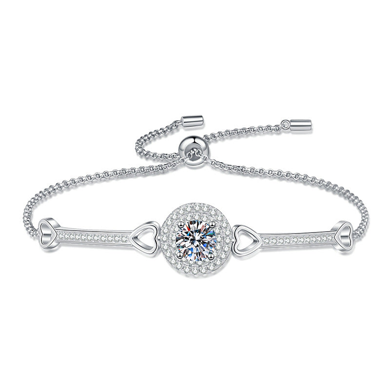 [LunaMar]INTERLOCKING HEART & CIRCLE MOISSANITE BRACELET