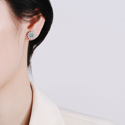 [LunaMar]BLOOMING SUNFLOWER MOISSANITE STUD EARRINGS