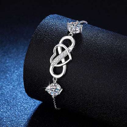 [LunaMar]DOUBLE-STONE "LOVE LINK" MOISSANITE BRACELET