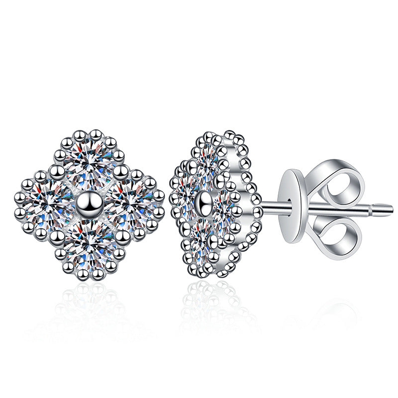 [LunaMar]ELEGANT FOUR-LEAF CLOVER MOISSANITE STUD EARRINGS
