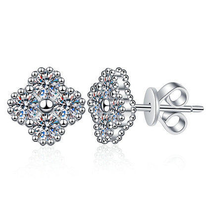 [LunaMar]ELEGANT FOUR-LEAF CLOVER MOISSANITE STUD EARRINGS