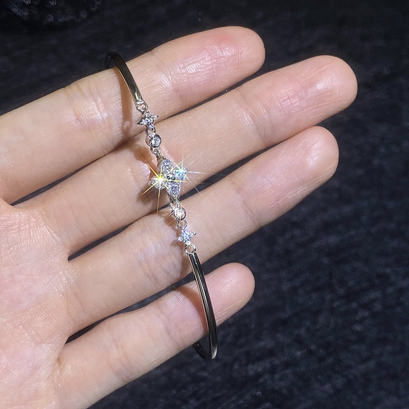 [LunaMar]CLOVER & TWIN-STAR MOISSANITE BRACELET