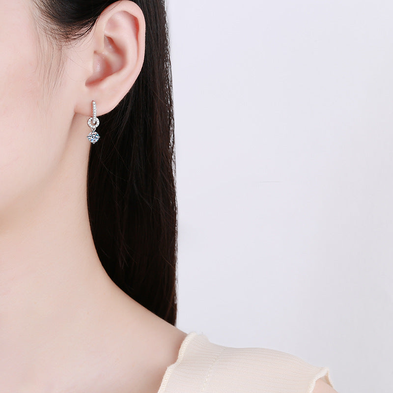 [LunaMar]INTERLOCKING DOUBLE RING MOISSANITE DROP EARRINGS