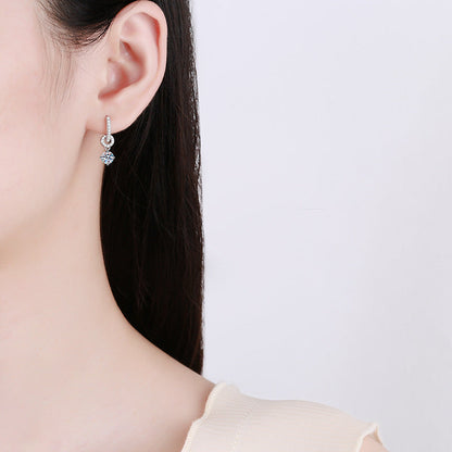 [LunaMar]INTERLOCKING DOUBLE RING MOISSANITE DROP EARRINGS