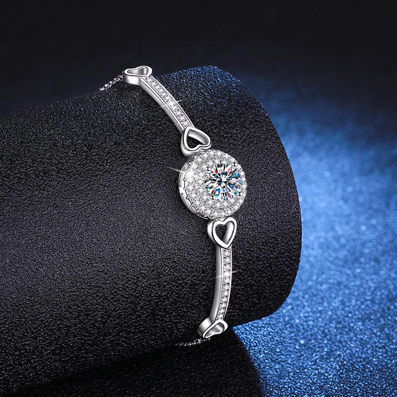 [LunaMar]INTERLOCKING HEART & CIRCLE MOISSANITE BRACELET