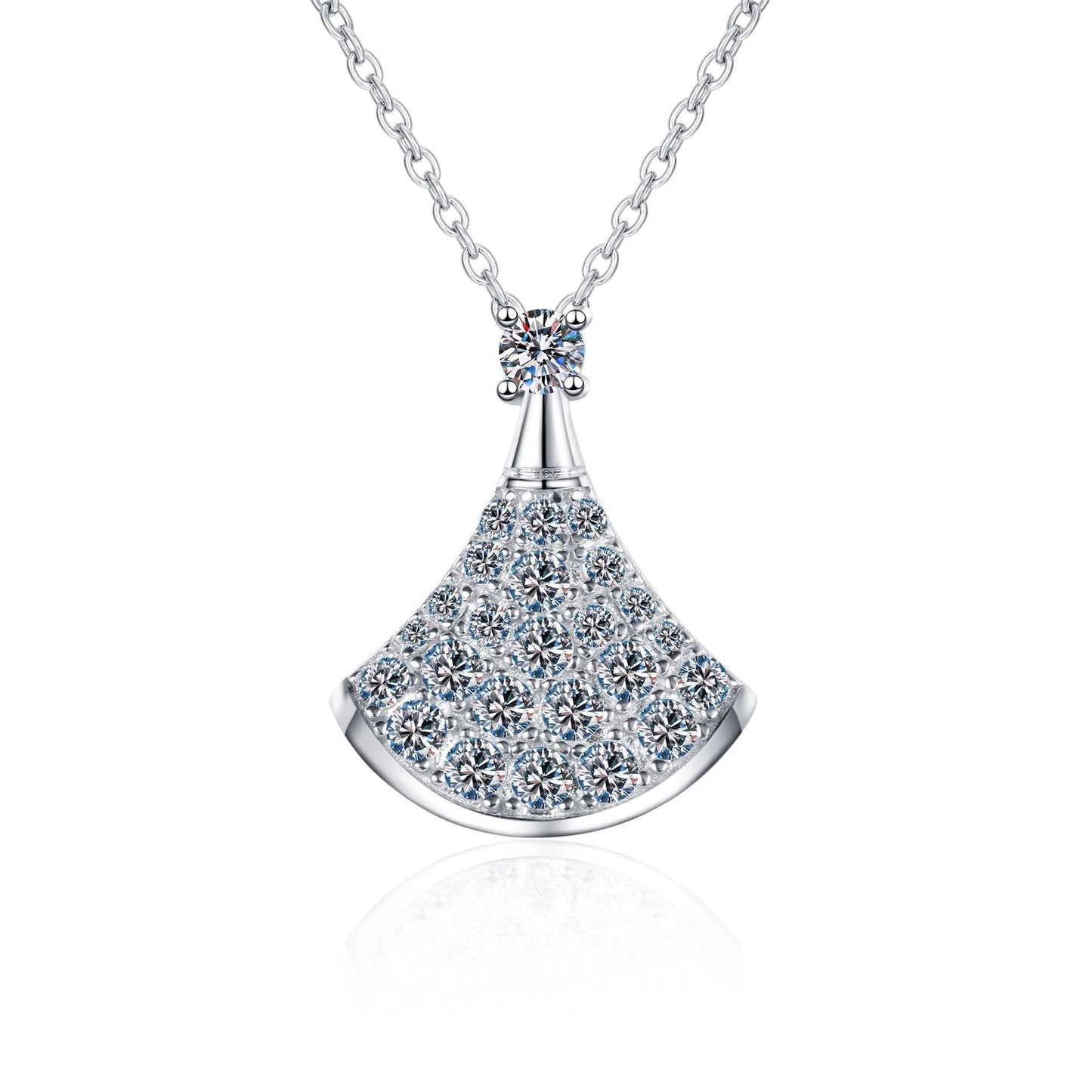 [LunaMar]ELEGANT FAN-SHAPED MOISSANITE PENDANT NECKLACE
