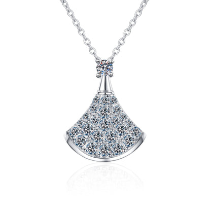 [LunaMar]ELEGANT FAN-SHAPED MOISSANITE PENDANT NECKLACE