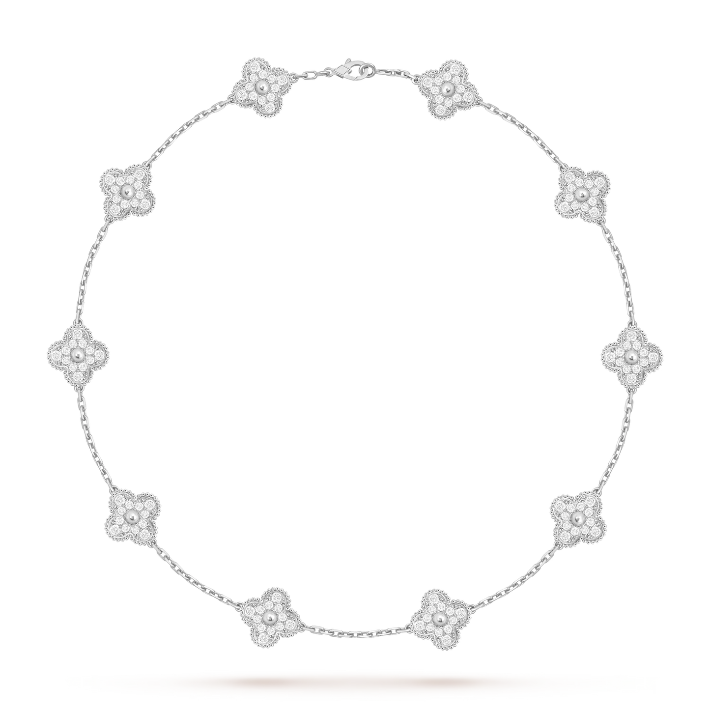 [LunaMar]CLASSIC LUCKY 10-MOTIF CLOVER NECKLACE WHITE GOLD COLLECTION