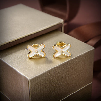[LunaMar]JEUX DE WHITE MOP GOLD DIAMOND EARRINGS