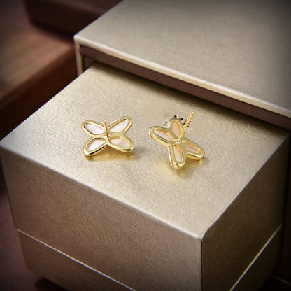 [LunaMar]JEUX DE WHITE MOP GOLD DIAMOND EARRINGS