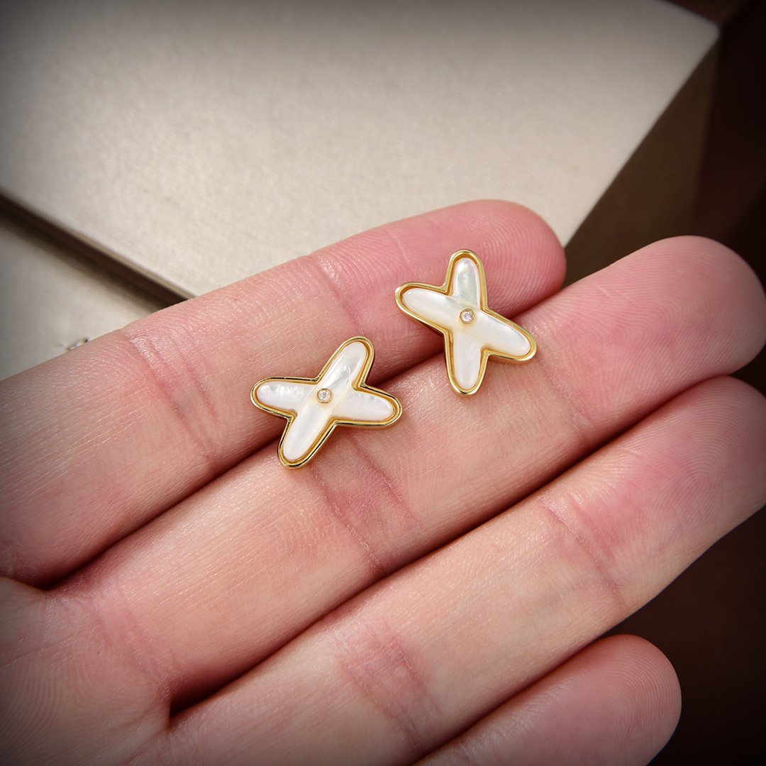 [LunaMar]JEUX DE WHITE MOP GOLD DIAMOND EARRINGS
