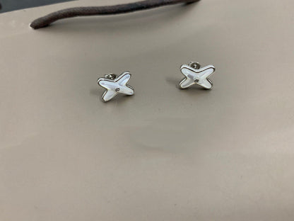 [LunaMar]JEUX DE WHITE MOP SILVER DIAMOND EARRINGS