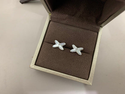 [LunaMar]JEUX DE WHITE MOP SILVER DIAMOND EARRINGS