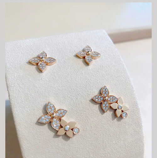 [LunaMar]STAR BLOSSOM STUD EARRINGS ROSE GOLD DIAMONDS
