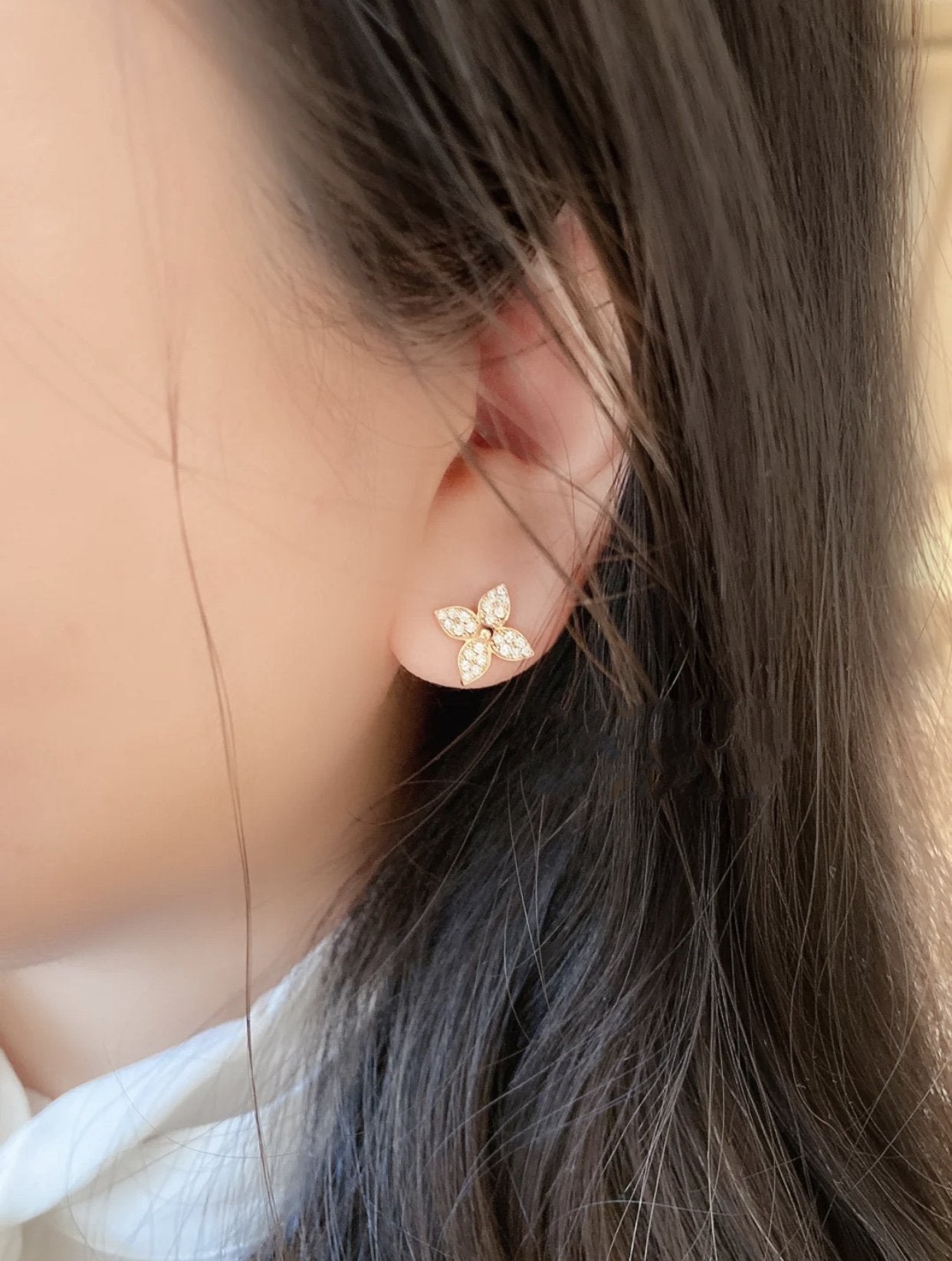 [LunaMar]STAR BLOSSOM STUD EARRINGS ROSE GOLD DIAMONDS