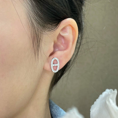 [LunaMar]HM FULL DIAMOND PIG NOSE STUD EARRINGS