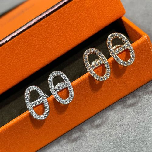 [LunaMar]HM FULL DIAMOND PIG NOSE STUD EARRINGS