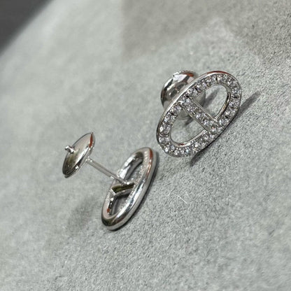 [LunaMar]HM FULL DIAMOND PIG NOSE STUD EARRINGS